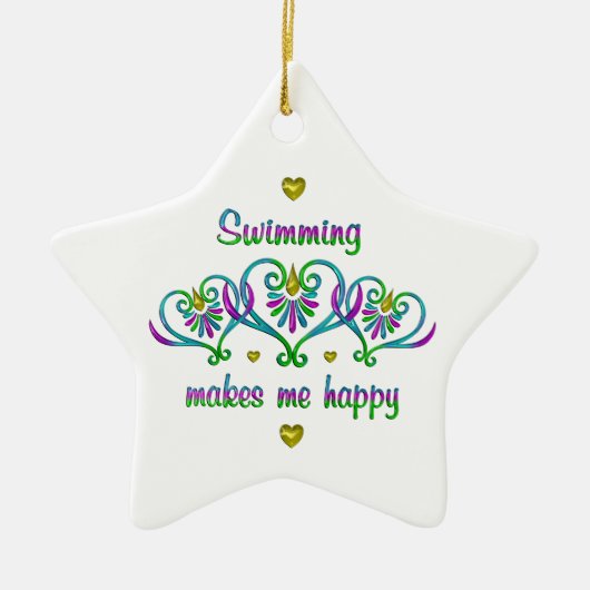 Zwemmen maakt me gelukkig keramisch ornament (Voorkant)