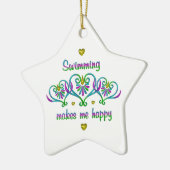 Zwemmen maakt me gelukkig keramisch ornament (Links)