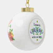 Zwemmen maakt me gelukkig keramische bal ornament (Links)