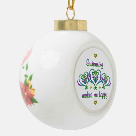 Zwemmen maakt me gelukkig keramische bal ornament (Links)