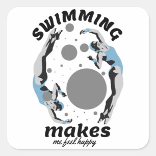 Zwemmen maakt me gelukkig - waterloop vierkante sticker