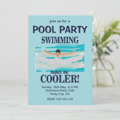 Zwemmen Maakt Me Koeler Zwembad Feestje Kaart (Staand voorkant)