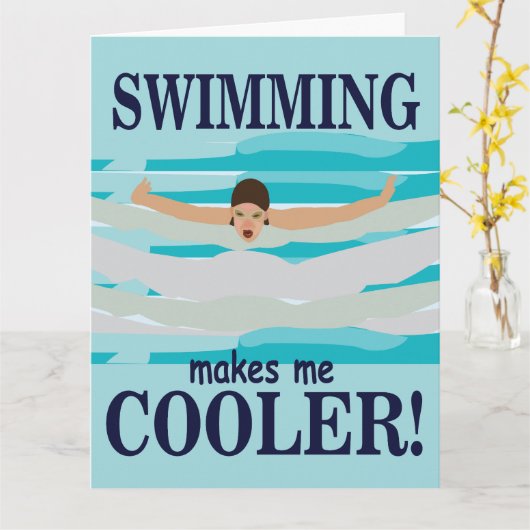 Zwemmen Maakt Me Koeler Zwemmer Zwemmen Groet Kaart (Gele Bloem)