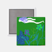 Zwemmen met blauw haar magneet (Voorkant / Achterkant)