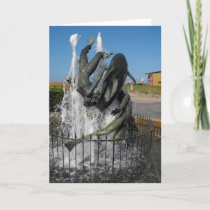 Zwemmen met dolfijnen fontein feestdagen kaart