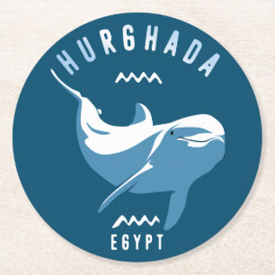Zwemmen met Dolphins Hurghada Egypt T-Shirt Ronde Kartonnen Onderzetter