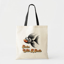 Zwemmen met een glimlach tote bag