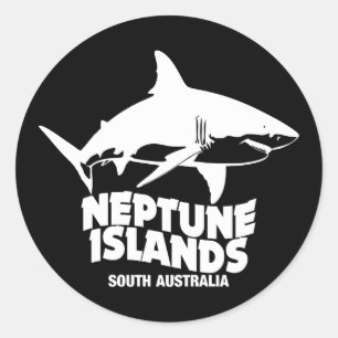 Zwemmen met grote witte haaien Neptunus-eilanden Ronde Sticker