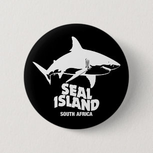 Zwemmen met grote witte haaien - Seal Island Ronde Button 5,7 Cm