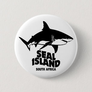 Zwemmen met grote witte haaien - Seal Island Ronde Button 5,7 Cm