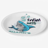zwemmen met haaien papieren bordje (Gekanteld)