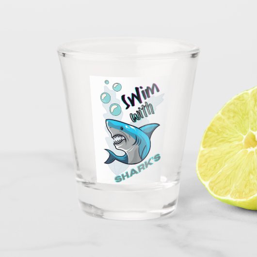 zwemmen met haaien shot glas (Voorkant)