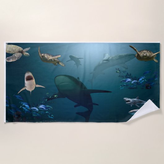  zwemmen met haaien strandlaken (Voorkant)