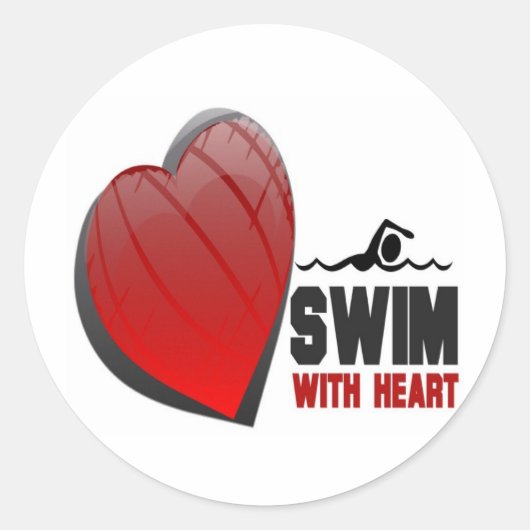 ZWEMMEN MET HART RONDE STICKER (Voorkant)