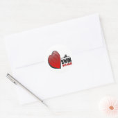 ZWEMMEN MET HART RONDE STICKER (Envelop)