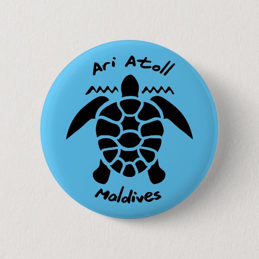 Zwemmen met schildpadden op de Malediven op Ari At Ronde Button 5,7 Cm (Voorkant)