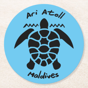 Zwemmen met schildpadden op de Malediven op Ari At Ronde Kartonnen Onderzetter