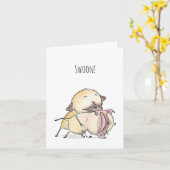 Zwemmen! mopshond liefdeskaart kaart (Gele Bloem)