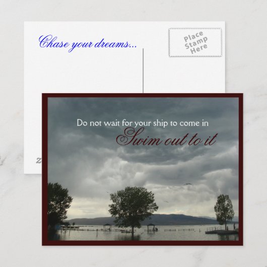 Zwemmen naar het Motivatie Briefkaart (Voorkant / Achterkant)