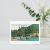 Zwemmen nabij de haven aan de Russische rivier Briefkaart (Staand voorkant)