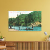 Zwemmen nabij de haven aan de Russische rivier Canvas Afdruk (Insitu (Woonkamer))