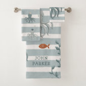 Zwemmen Octopus Stripe handdoek set met naam (Insitu)