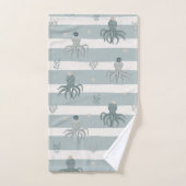 Zwemmen Octopus Stripe handdoek set met naam (Handdoek)