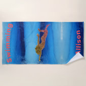 Zwemmen onder water Sparkly Swimmer Beach Towel Strandlaken (Voorkant)
