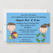 Zwemmen op het strand Verjaardagsuitnodiging Kaart (Achterkant)