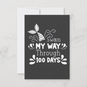 Zwemmen op mijn weg door 100 dagen school bedankkaart