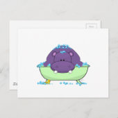 Zwemmen Paarse Hippo Briefkaart (Voorkant / Achterkant)