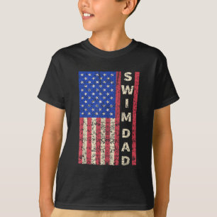 Zwemmen Pap Amerikaanse vlag Zwemmer Vaderdag Gift T-shirt