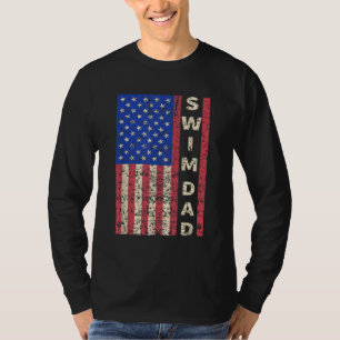 Zwemmen Pap Amerikaanse vlag Zwemmer Vaderdag Gift T-shirt