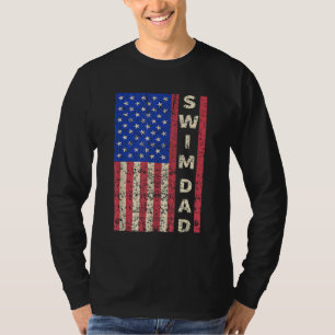 Zwemmen Pap Amerikaanse vlag Zwemmer Vaderdag Gift T-shirt