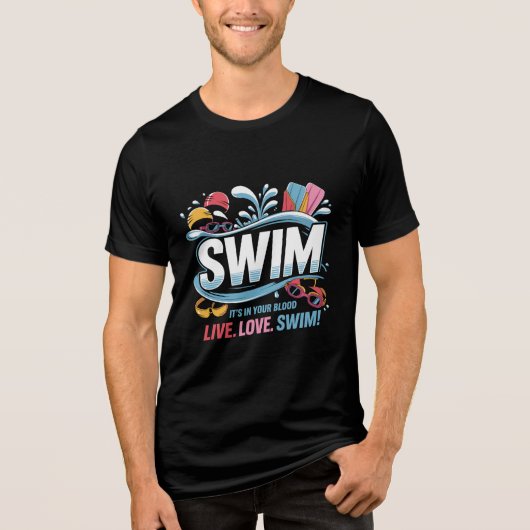 Zwemmen Passie T-shirt. Tri-Blend Shirt (Voorkant)