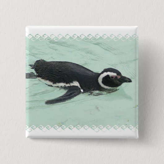 Zwemmen Penguin Square Pin Vierkante Button 5,1 Cm (Voorkant)