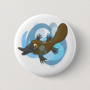 Zwemmen Platypus Ronde Button 5,7 Cm