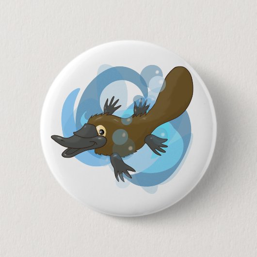 Zwemmen Platypus Ronde Button 5,7 Cm (Voorkant)