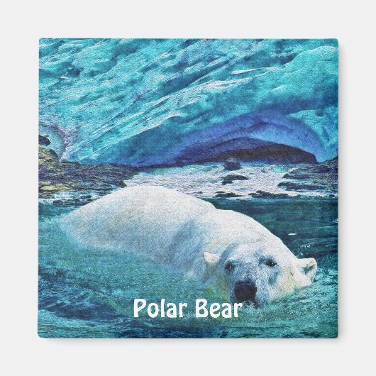 Zwemmen Polar Beer & Ice Wildlife Art Magnet (Voorkant)