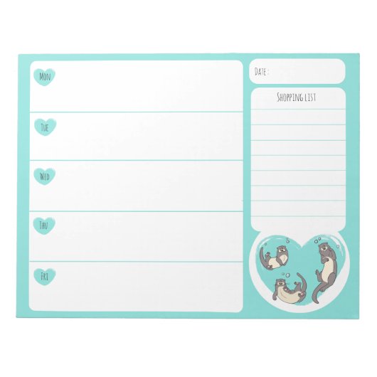 Zwemmen River Otter School Lunch Planner Notitiebl Notitieblok (Voorkant)
