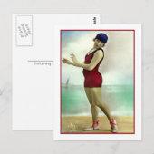 Zwemmen Schoonheid in diepe cranberry badpak Briefkaart (Voorkant / Achterkant)