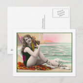 Zwemmen Schoonheid in groen badpak Briefkaart (Voorkant / Achterkant)