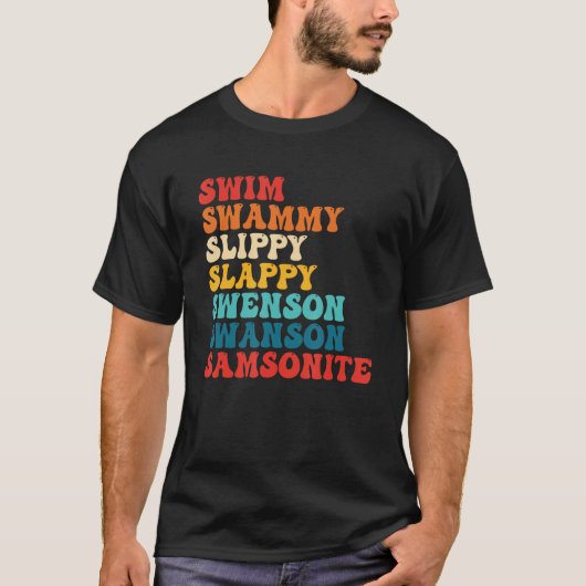 Zwemmen Swammi Slippy Slappy Swenson Swanson Samso T-shirt (Voorkant)