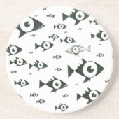 Zwemmen tegen de Stroom Zwart-wit Zandsteen Onderzetter (Voorkant)