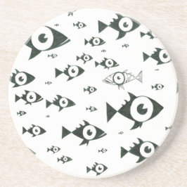 Zwemmen tegen de Stroom Zwart-wit Zandsteen Onderzetter