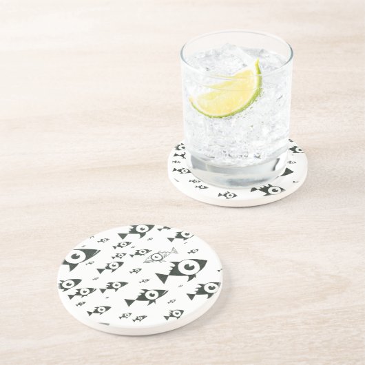 Zwemmen tegen de Stroom Zwart-wit Zandsteen Onderzetter (Zijkant)