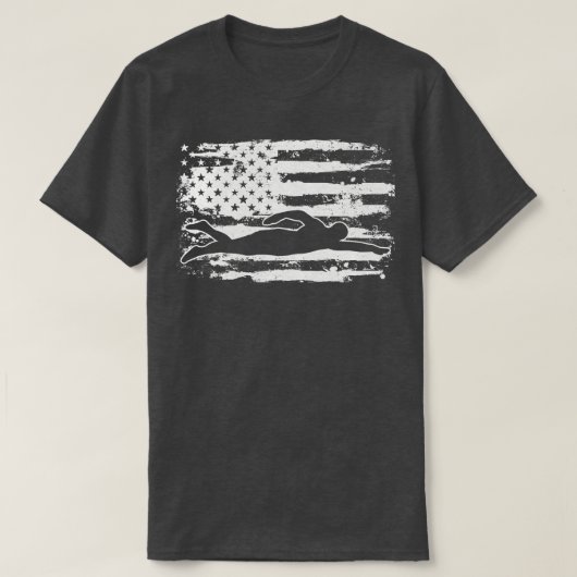 Zwemmen USA Vlag 4 juli T-shirt (Design voorkant)