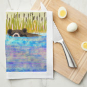 Zwemmen van Beer Dish Towel Theedoek (Quarter Fold)