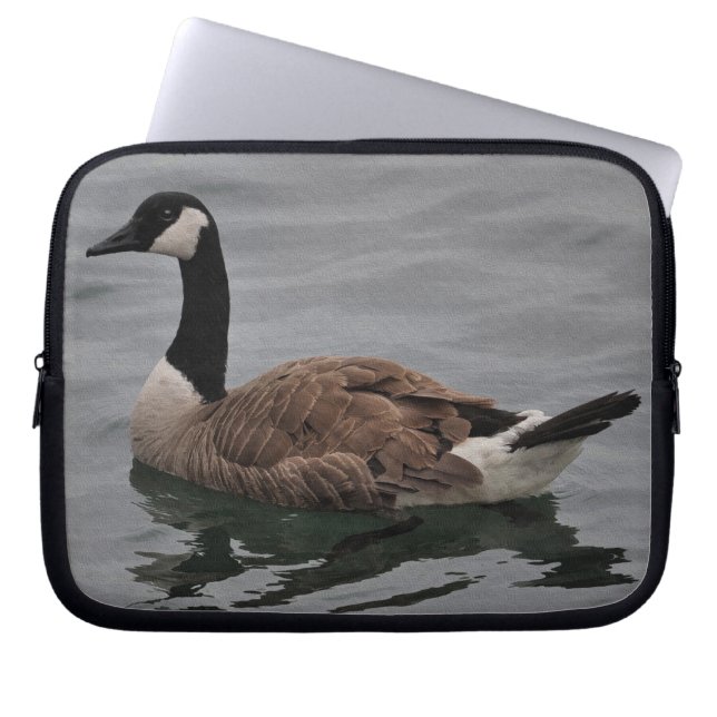 Zwemmen van Canada Goose Wildlife Art Scene Laptop Sleeve (Voorkant)