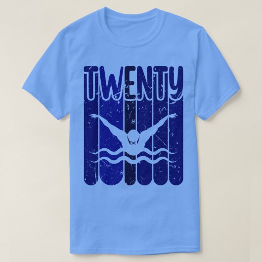 Zwemmen van de 20e verjaardag van de zwemmer t-shirt (Design voorkant)